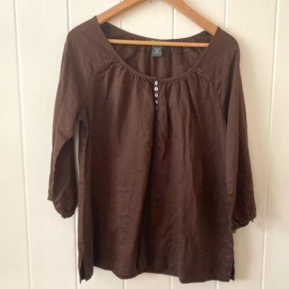 Eddie Bauer Brown Boho Style Blouse Size L
